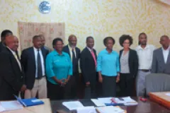 Members of the Barbuda Council after signing coastal zoning regulations into law. 