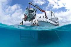 The Curasub is deployed by the R/V Chapman