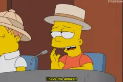 A screenshot of a GIF showing Bart Simpson exclaiming "I have the answer!"