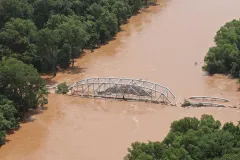 A bridge is flooded in Oklahoma after a hurricane