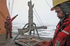 Scientists use this box corer to study marine life.