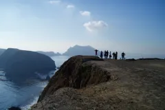 Students hike up to Inspiration Point in the Channel Islands.