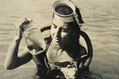 Eugenie Clark collecting specimens on a dive.
