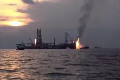 a burning oil platform