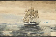 a painting of a wooden tall ship with many masts and sails