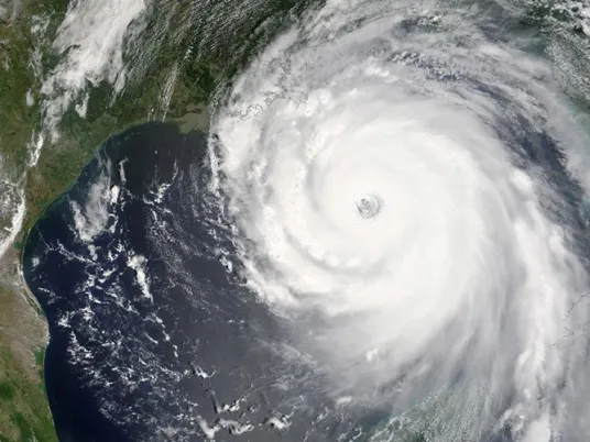 A satellite image of a hurricane.