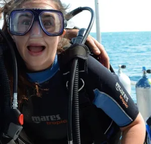 Charlotte Runzel in SCUBA gear.