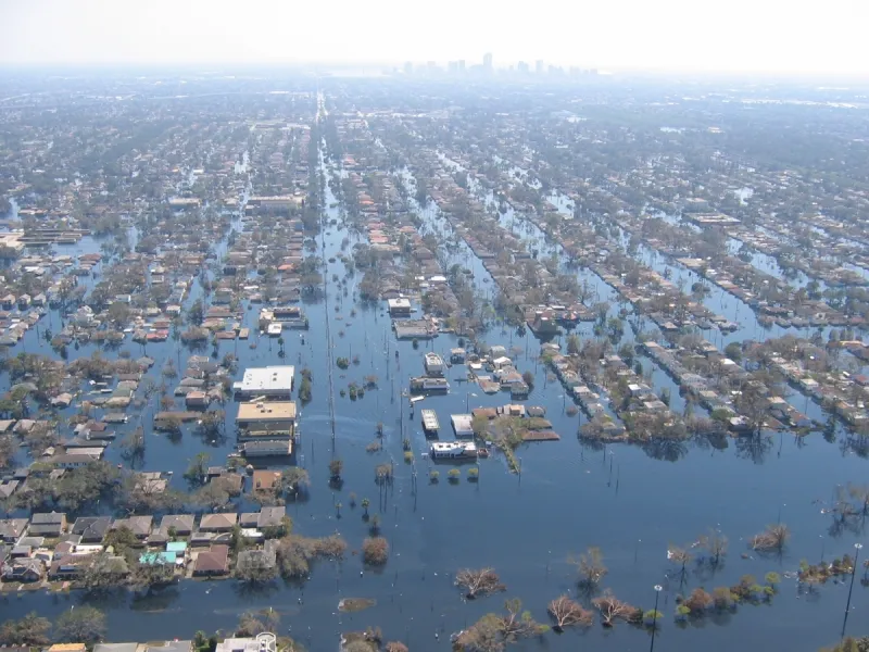 Submerged houses after Katrina
