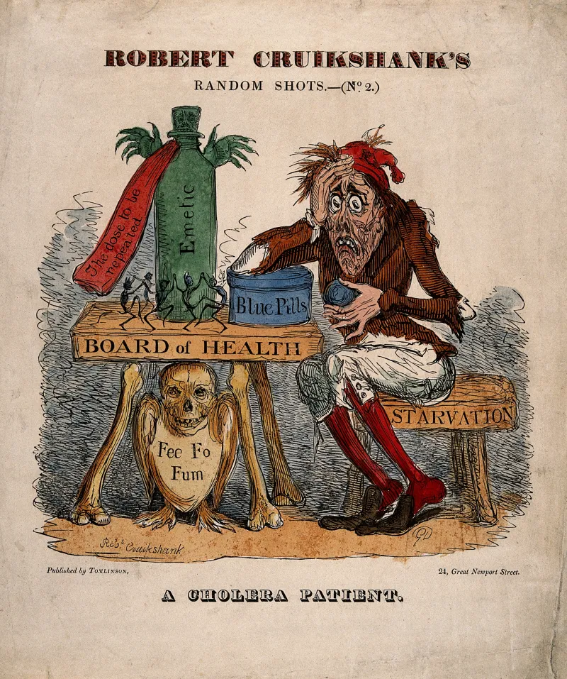 a cartoon of a man with cholera