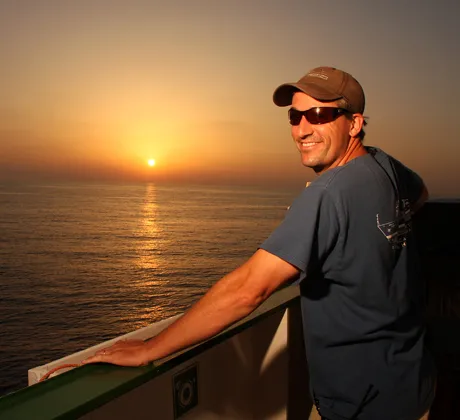 Dr. Brandon Southall in the Mediterranean Sea aboard the NATO research vessel Alliance