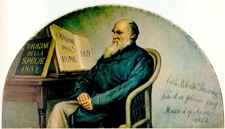 This 1890 painting of Charles Darwin is on display at the Turin Museum of Human Anatomy.