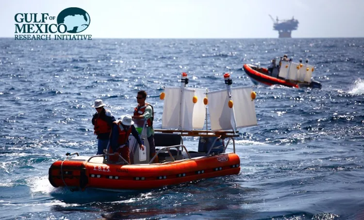 Drifters, Dye, and Drones: How can you follow 3.19 million barrels of spilled oil? Researchers with GoMRI's CARTHE project have set out drifters—big and small—that relay their GPS locations every five minutes. These data can help scientists understand