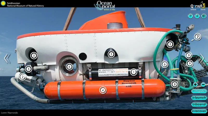 You can explore the Curasub from your computer! Inspect, launch, board and recover to get an idea of what it's like to mann an underwater submersible.
