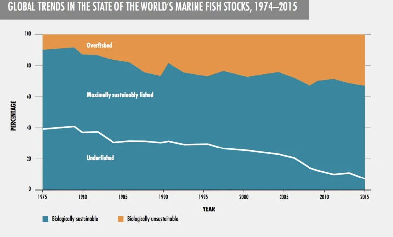 graph of trends in world fish stocks