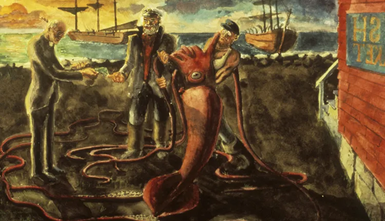 In 1874, Reverend Moses Harvey of Newfoundland bought a dead giant squid caught by fishermen.