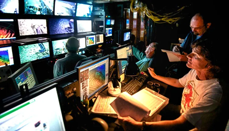Inside the remotely operated vehicle (ROV) Jason.