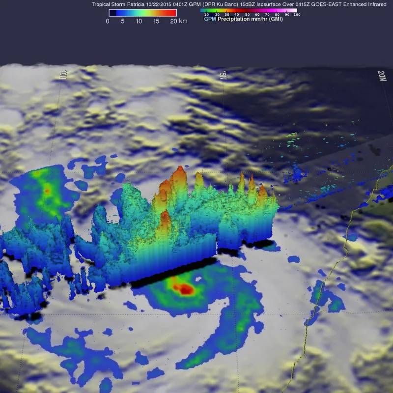 Three Dimensional Rain A three dimensional radar of Hurricane Patricia