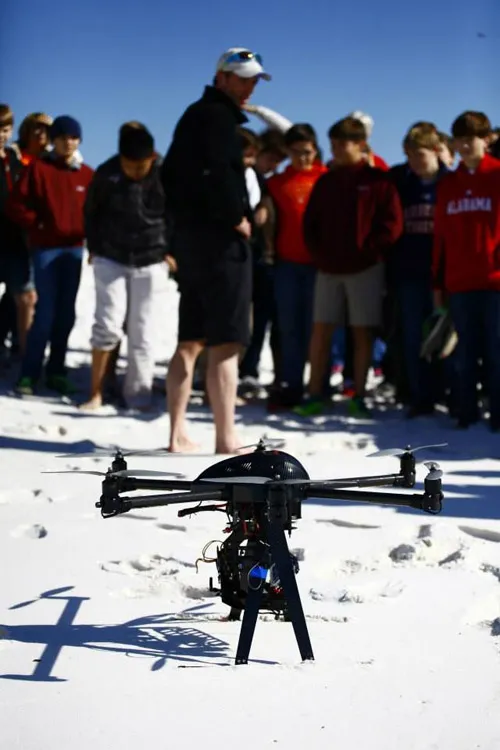 This small drone helped scientists to follow a trail of pink dye tracking ocean movement below the surface of the water in the Gulf of Mexico.
