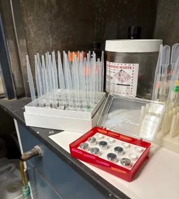 laboratory materials on the counter