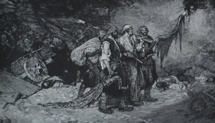Pirates divide up the riches they plundered. Most pirates abided by their own codes of conduct, and life aboard pirate ships was more democratic than that on naval ships of the time. Watch a slide show about legendary pirates from the Golden Age of Pirates.