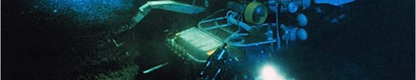 a submersible shines a light on the seafloor