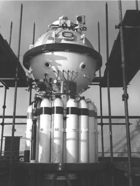 an orb chamber on top of several pressurized cylinders